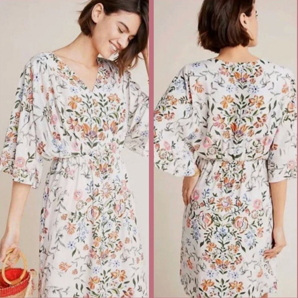 LAIA Anthropologie Floral Botanical Midi Dress Size 10 NEW NWT